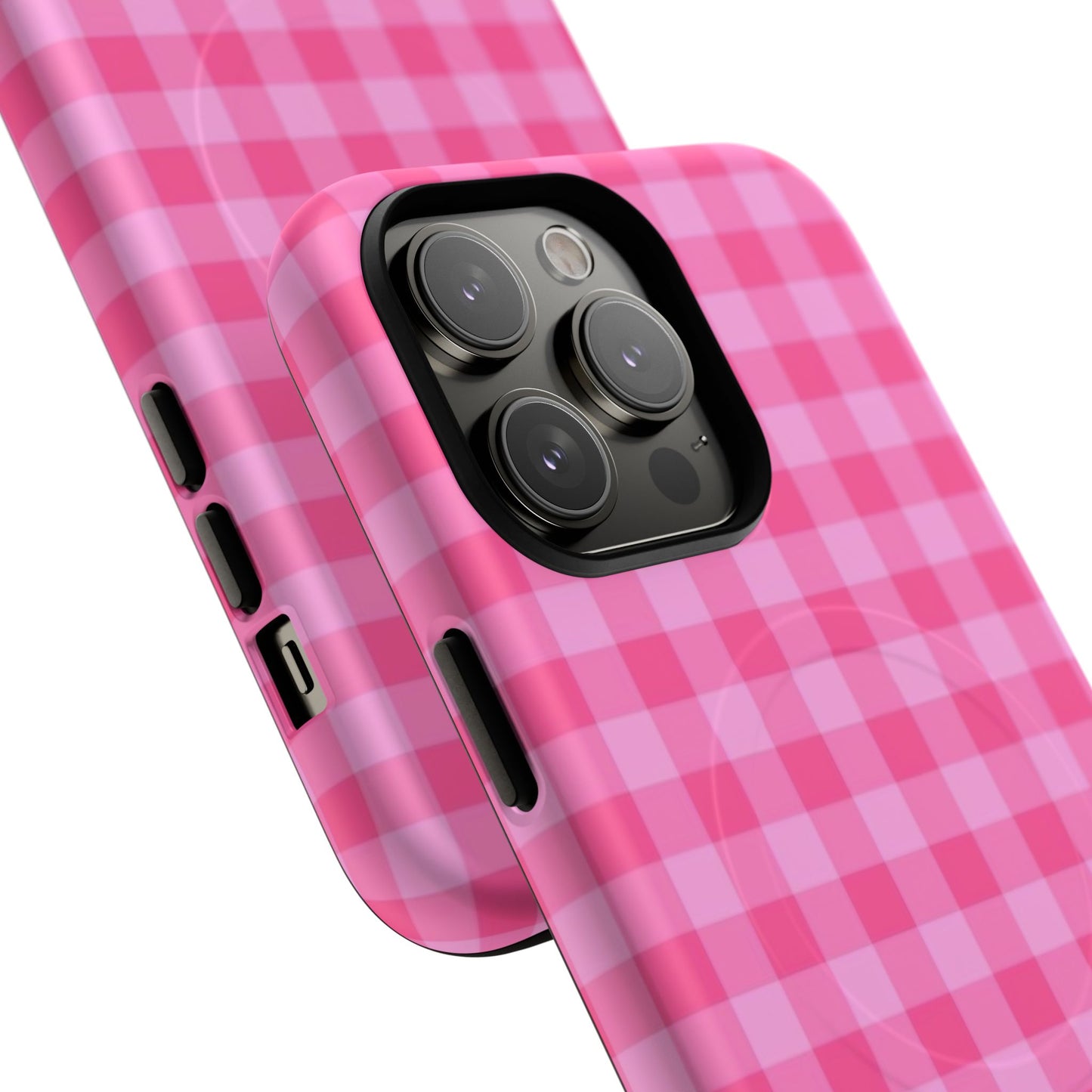 Pink Gingham Tough Magnetic Phone Case – Durable Checkered Design