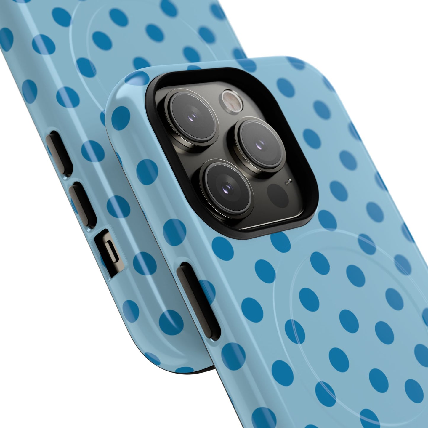 Blue Polka Dot Magnetic Phone Case — Tough Protective iPhone Cover