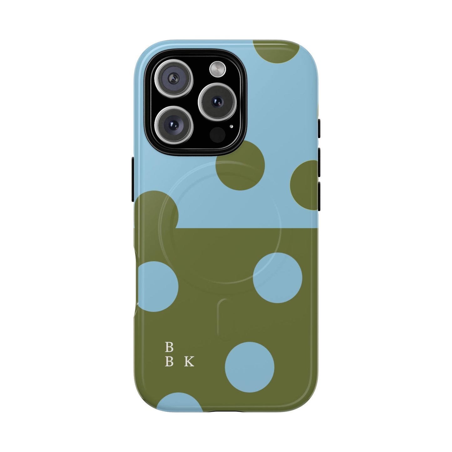 Polka Dot Magnetic Phone Case — Blue & Olive Protective Snap-On Cover