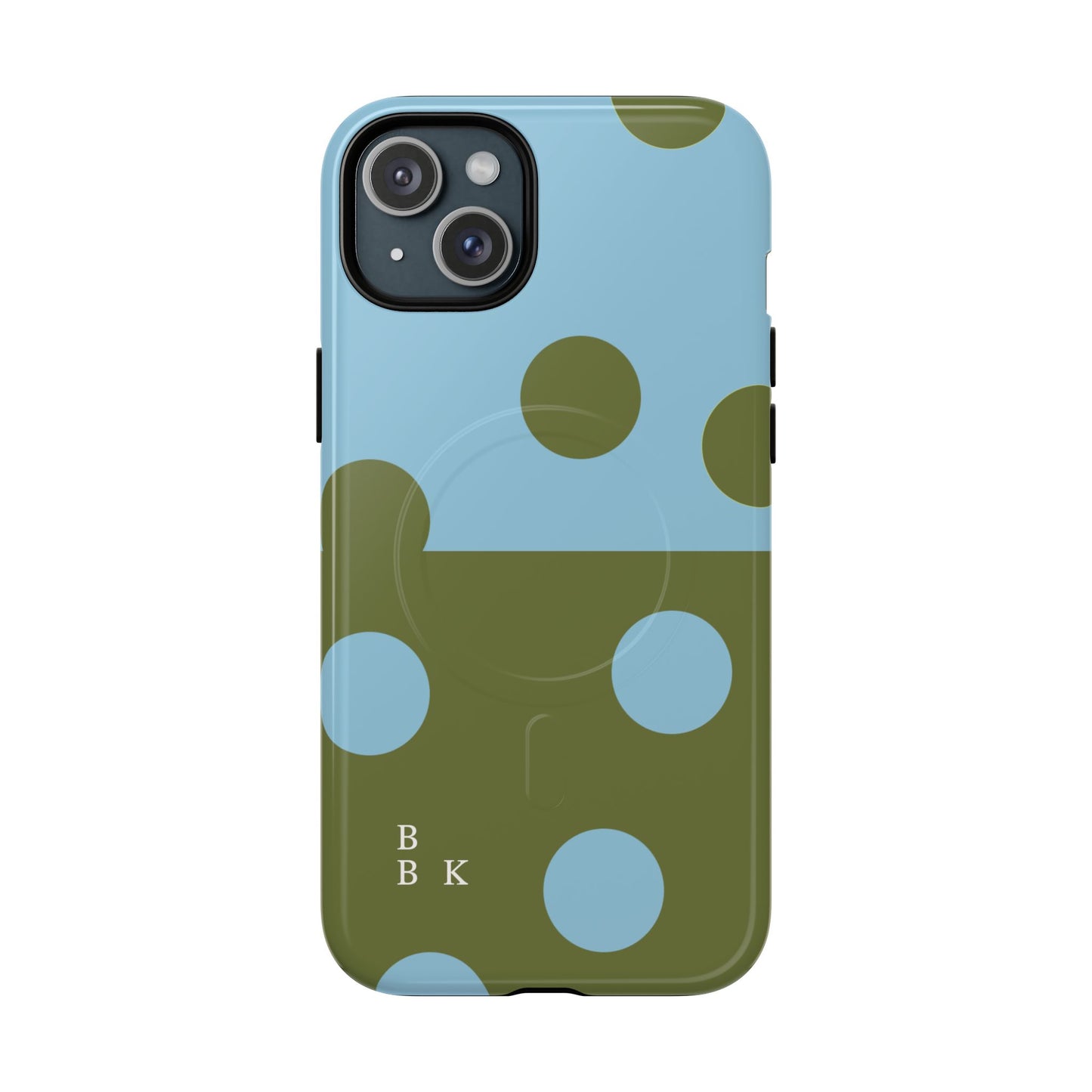 Polka Dot Magnetic Phone Case — Blue & Olive Protective Snap-On Cover