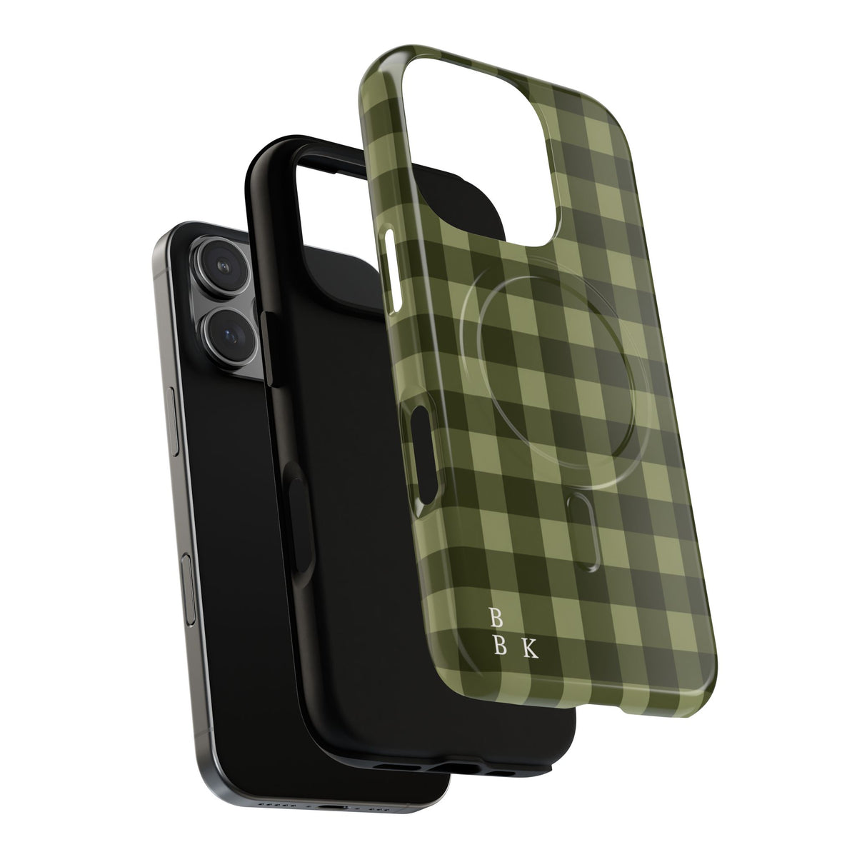 Green Buffalo Plaid Magnetic Phone Case — Tough Protective MagSafe-Compatible Case