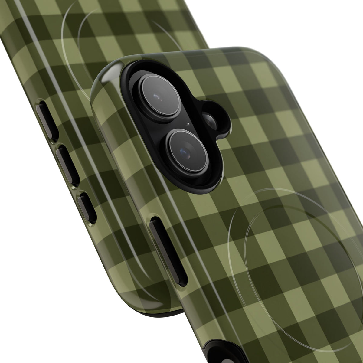 Green Buffalo Plaid Magnetic Phone Case — Tough Protective MagSafe-Compatible Case