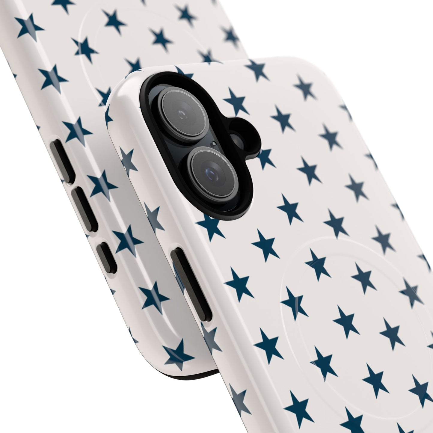 Star Pattern Tough Magnetic Phone Case — Navy Stars on White