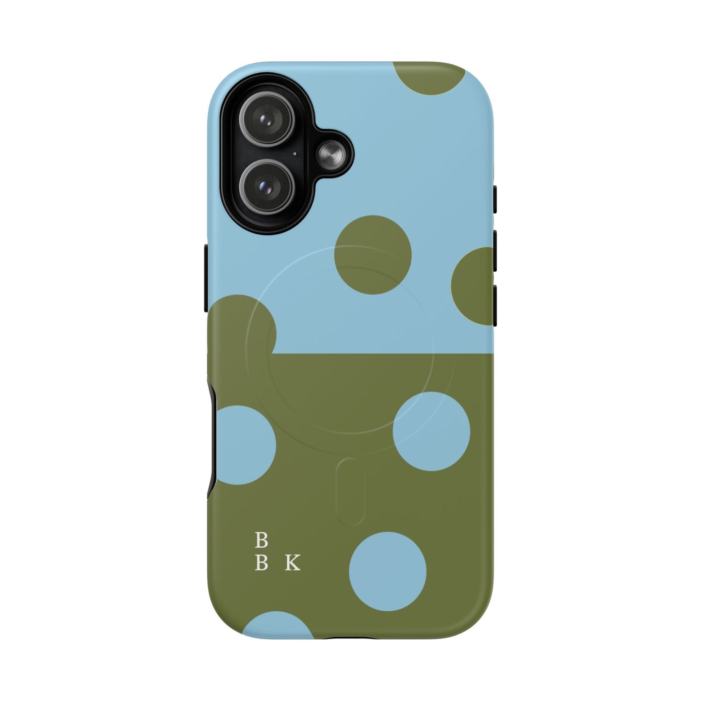 Polka Dot Magnetic Phone Case — Blue & Olive Protective Snap-On Cover