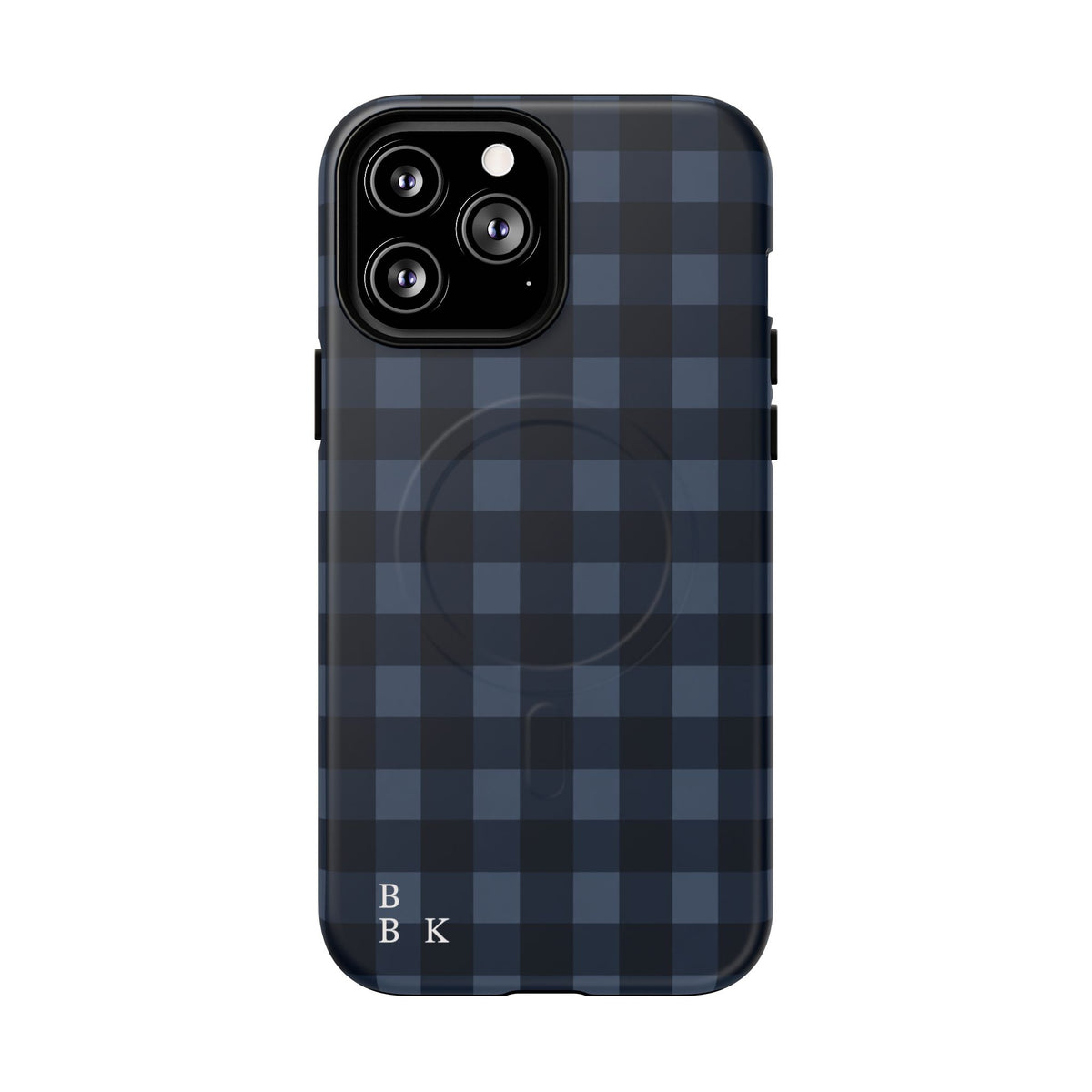 Plaid Magnetic Phone Case — Navy Buffalo Check Tough MagSafe-Compatible Case