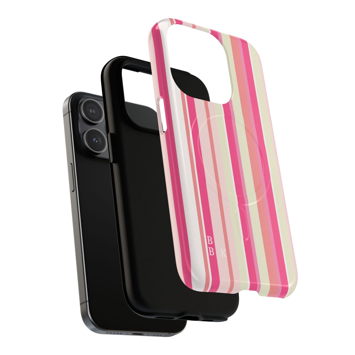 Magnetic Tough Case — Pink Striped Phone Cover (MagSafe Compatible)