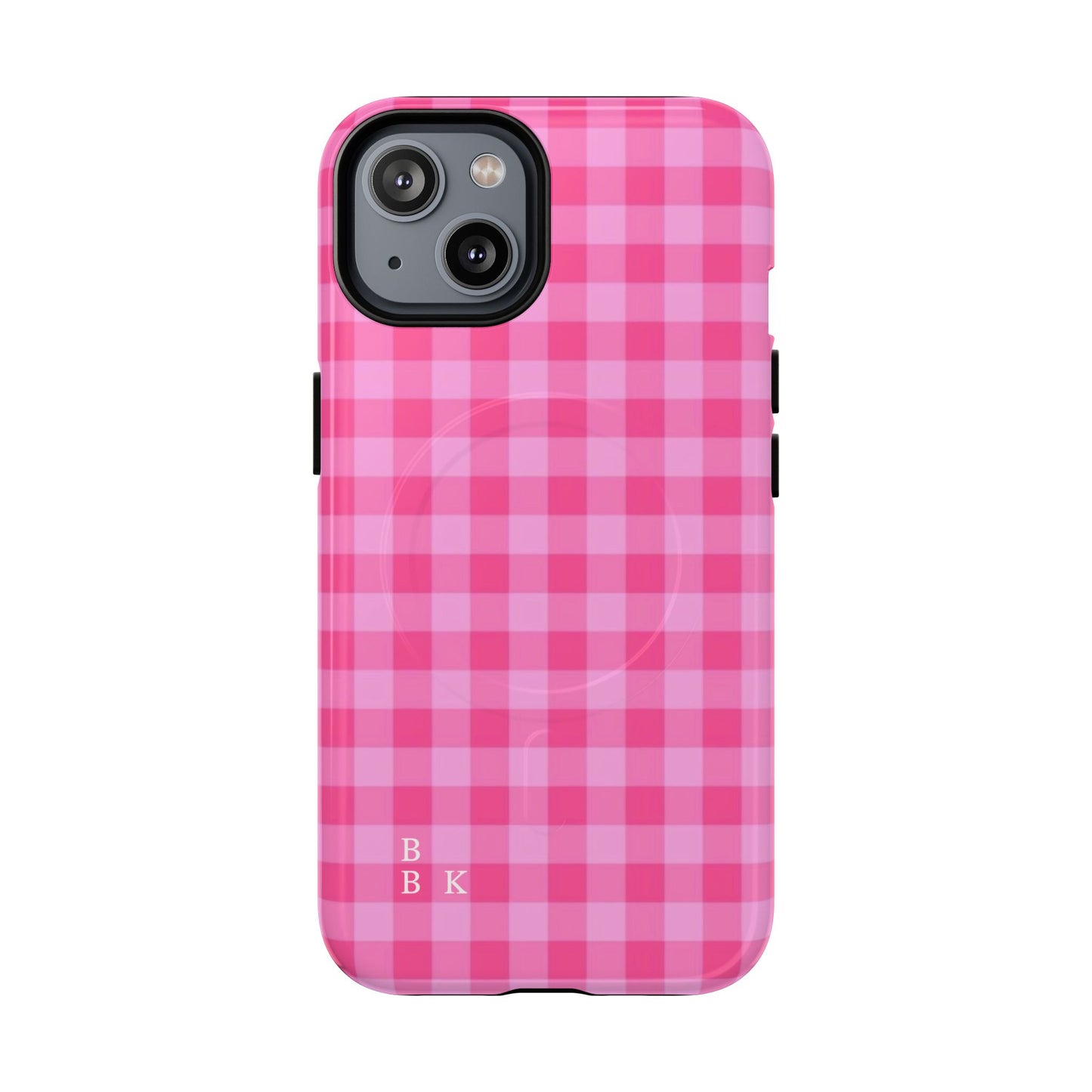 Pink Gingham Tough Magnetic Phone Case – Durable Checkered Design