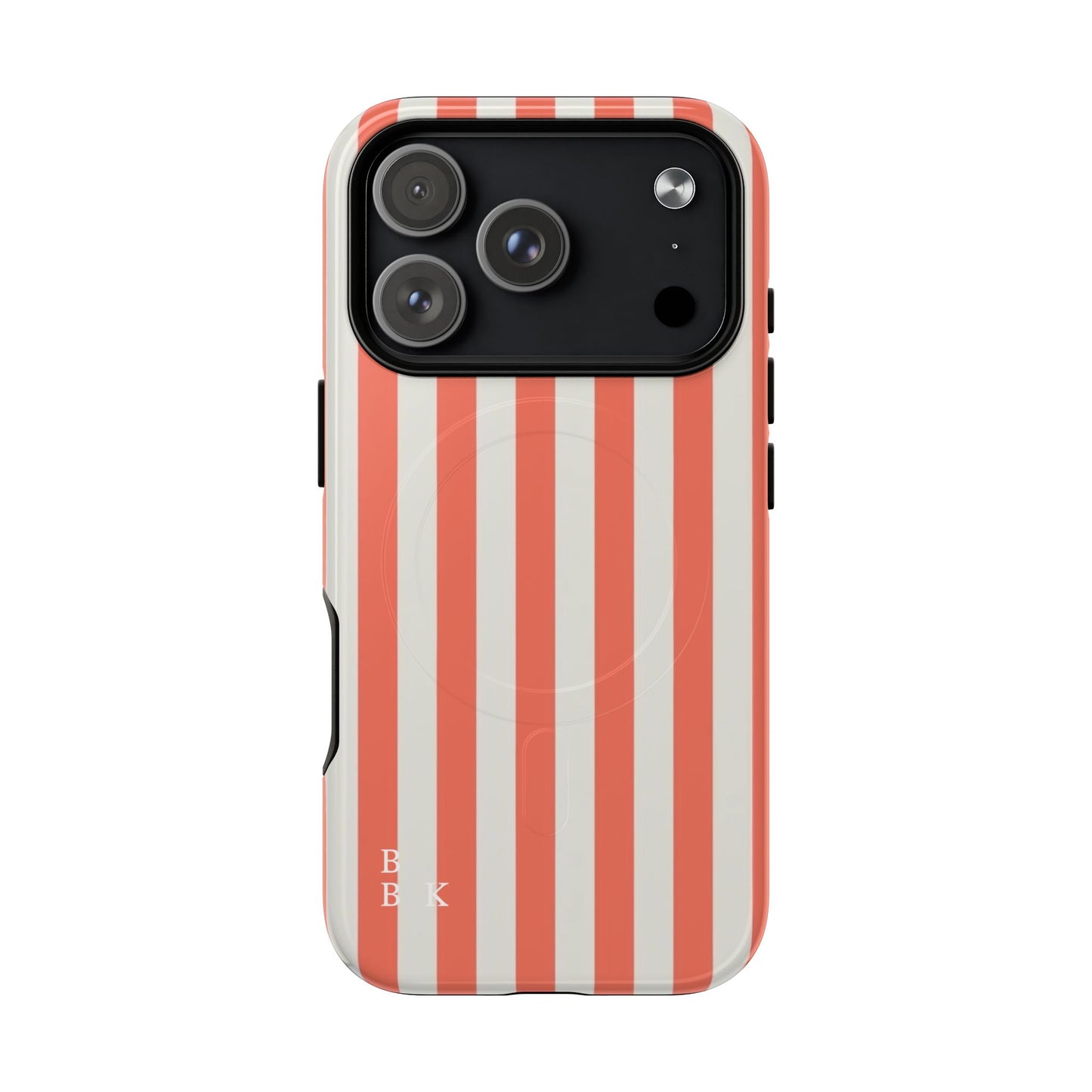 Striped Coral Magnetic Phone Case — Slim Protective Case with Vertical Red-White Stripes