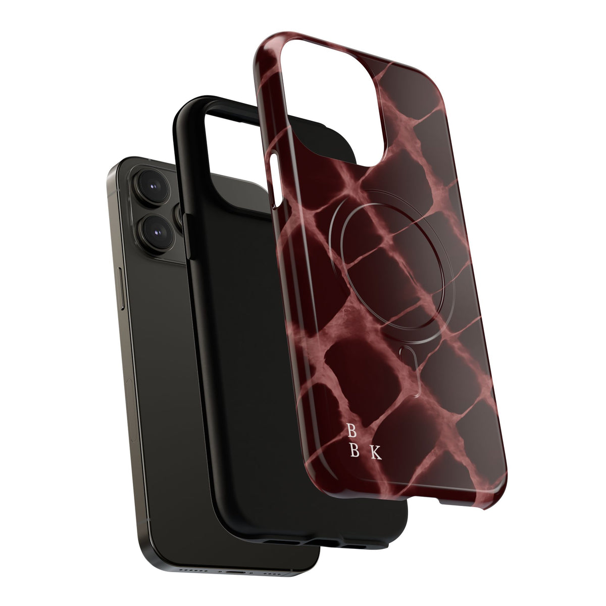 Magnetic Phone Case — Burgundy Marble Tough Protective Cover