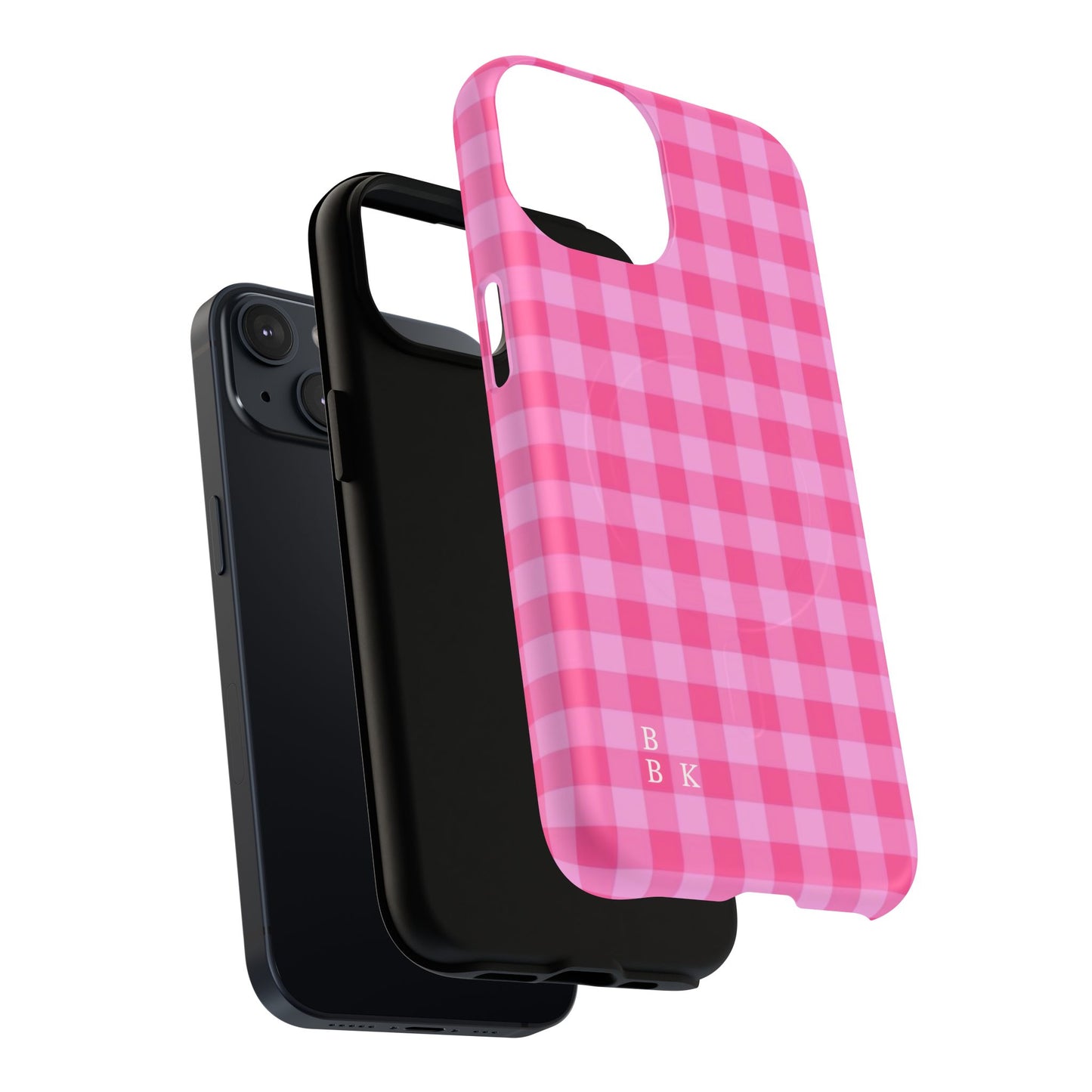 Pink Gingham Tough Magnetic Phone Case – Durable Checkered Design