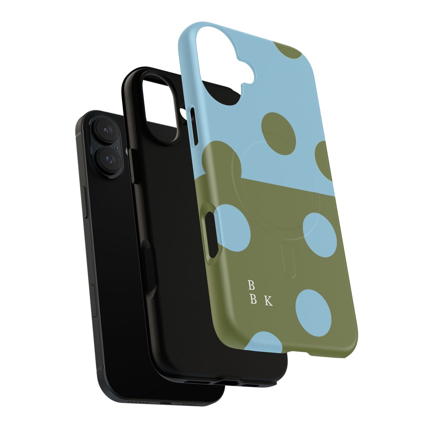 Polka Dot Magnetic Phone Case — Blue & Olive Protective Snap-On Cover