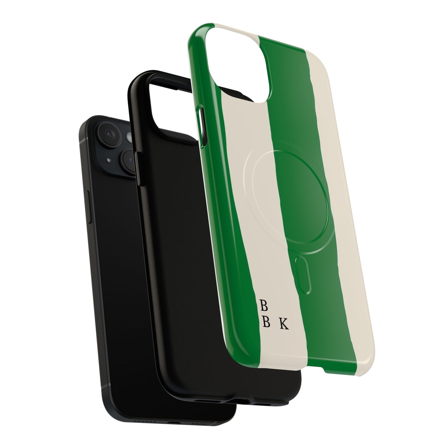 Green Stripe Tough Magnetic Phone Case — Custom Monogram BBK