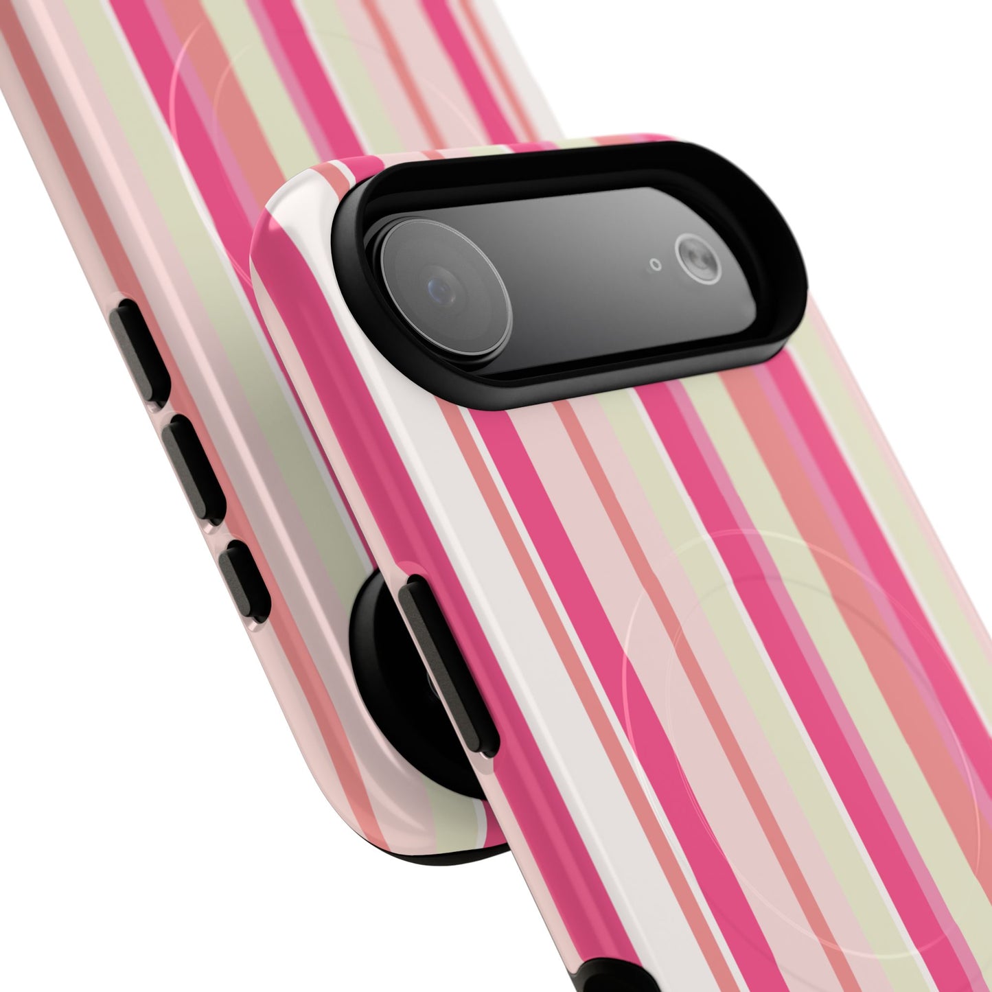 Magnetic Tough Case — Pink Striped Phone Cover (MagSafe Compatible)