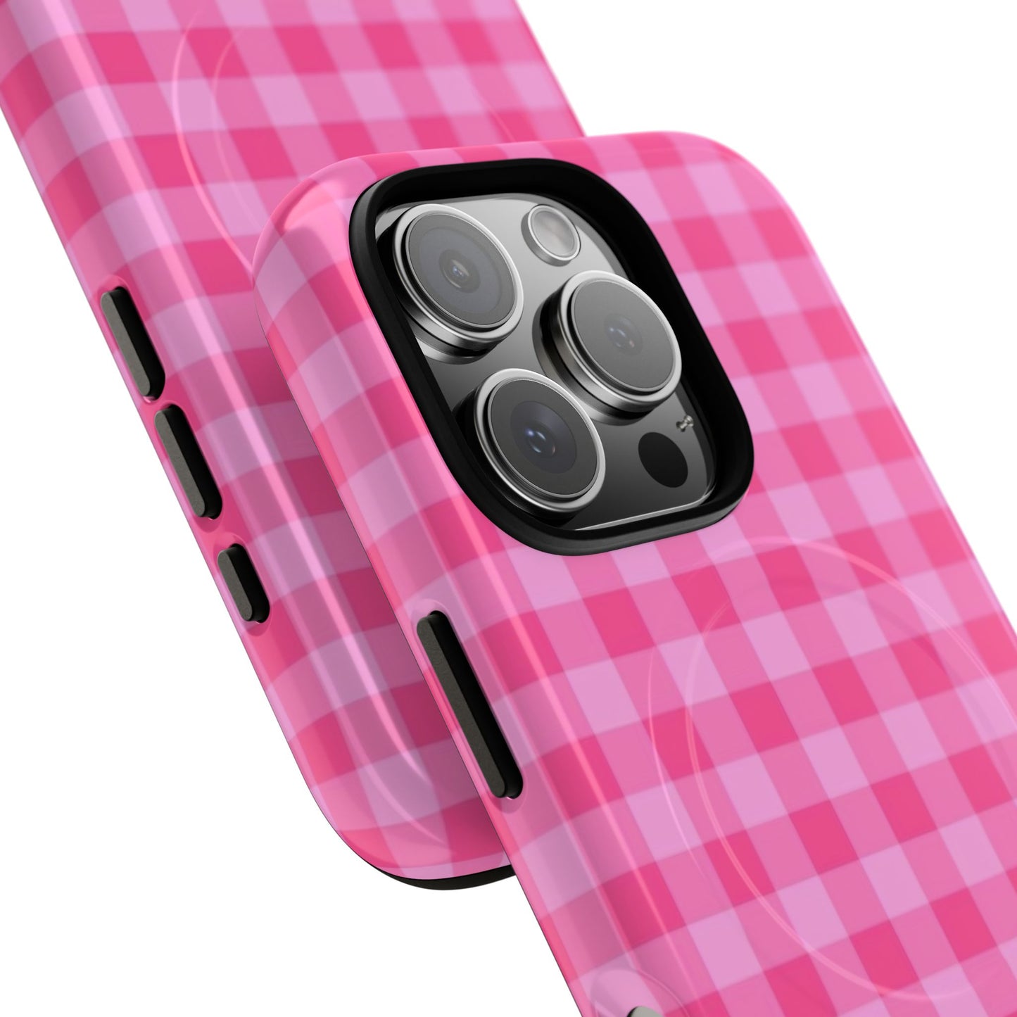 Pink Gingham Tough Magnetic Phone Case – Durable Checkered Design