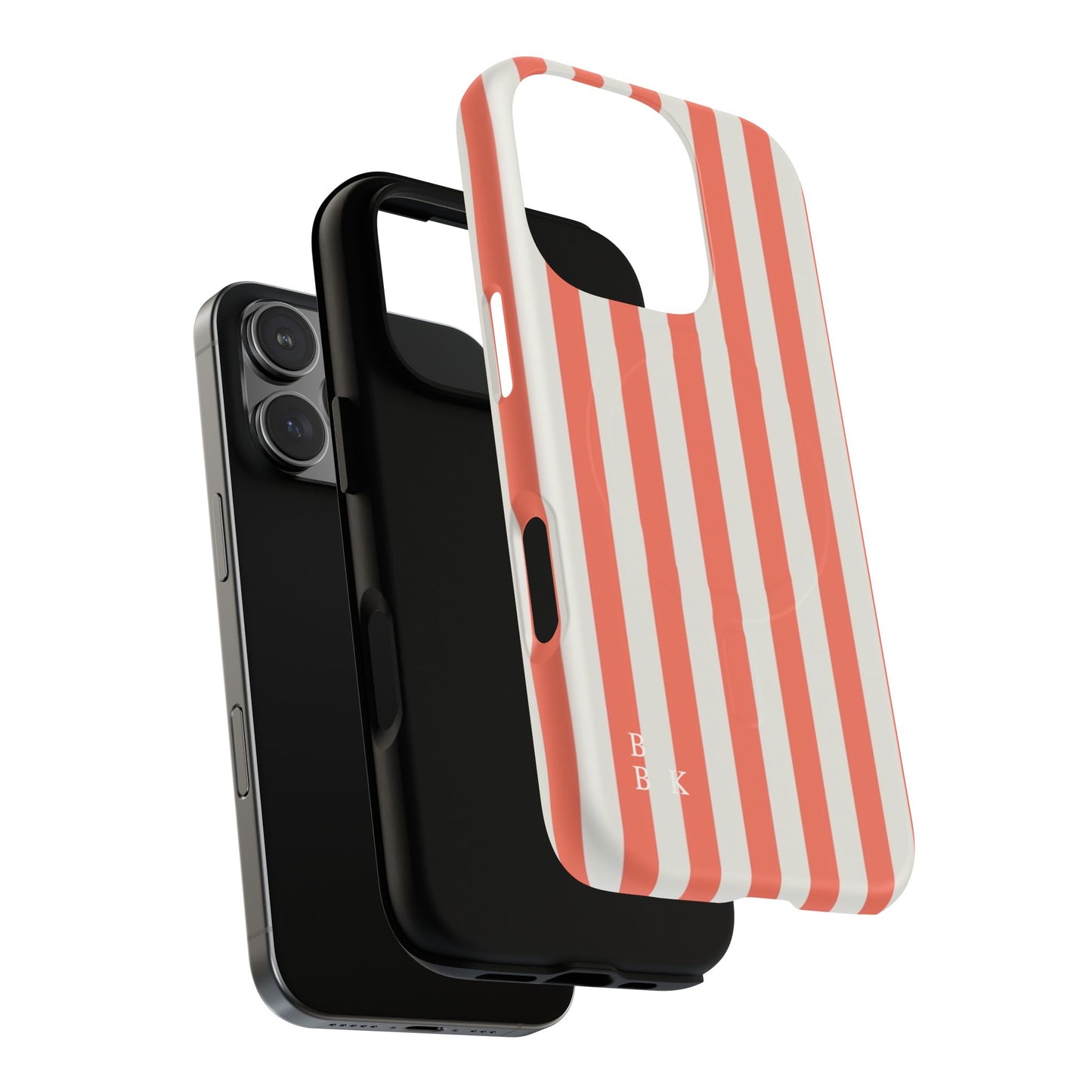 Striped Coral Magnetic Phone Case — Slim Protective Case with Vertical Red-White Stripes
