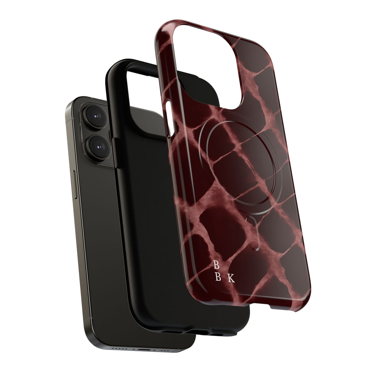 Magnetic Phone Case — Burgundy Marble Tough Protective Cover