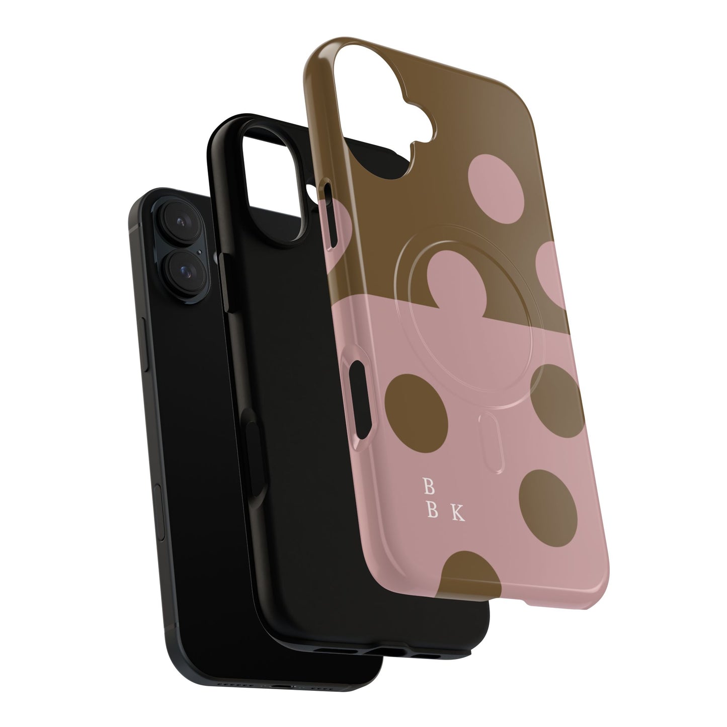 Pink + Yellow Polka Dot Magnetic Tough Case — Protective Magnetic Phone Case with 'BBK' Accent