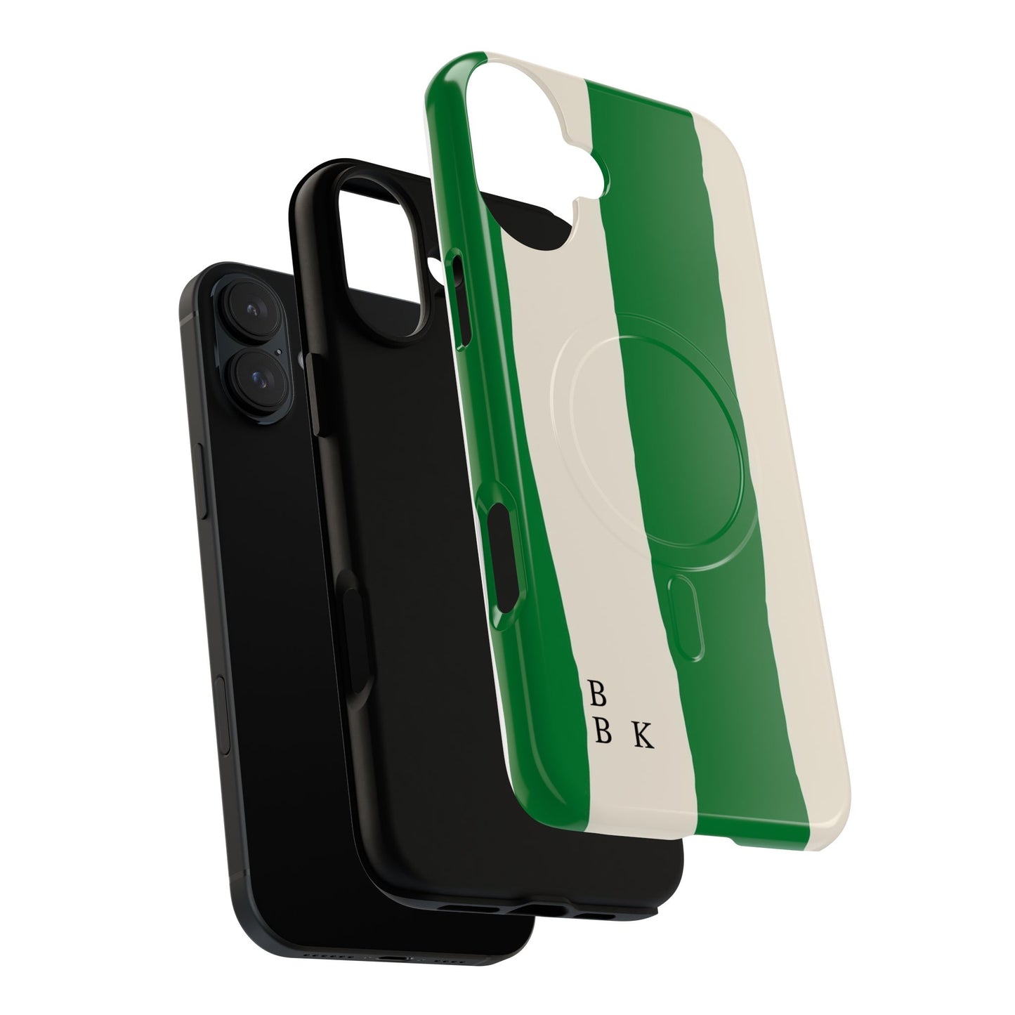 Green Stripe Tough Magnetic Phone Case — Custom Monogram BBK
