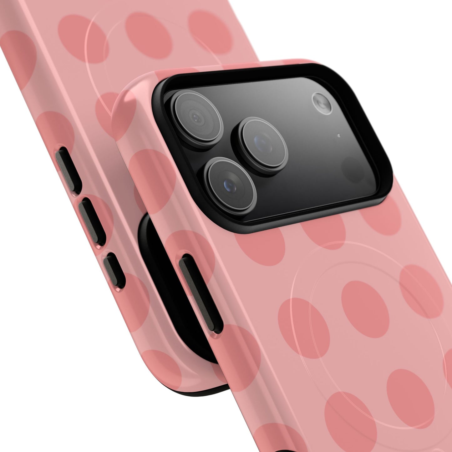 Magnetic Phone Case — Pink Polka Dot Tough Protective Cover