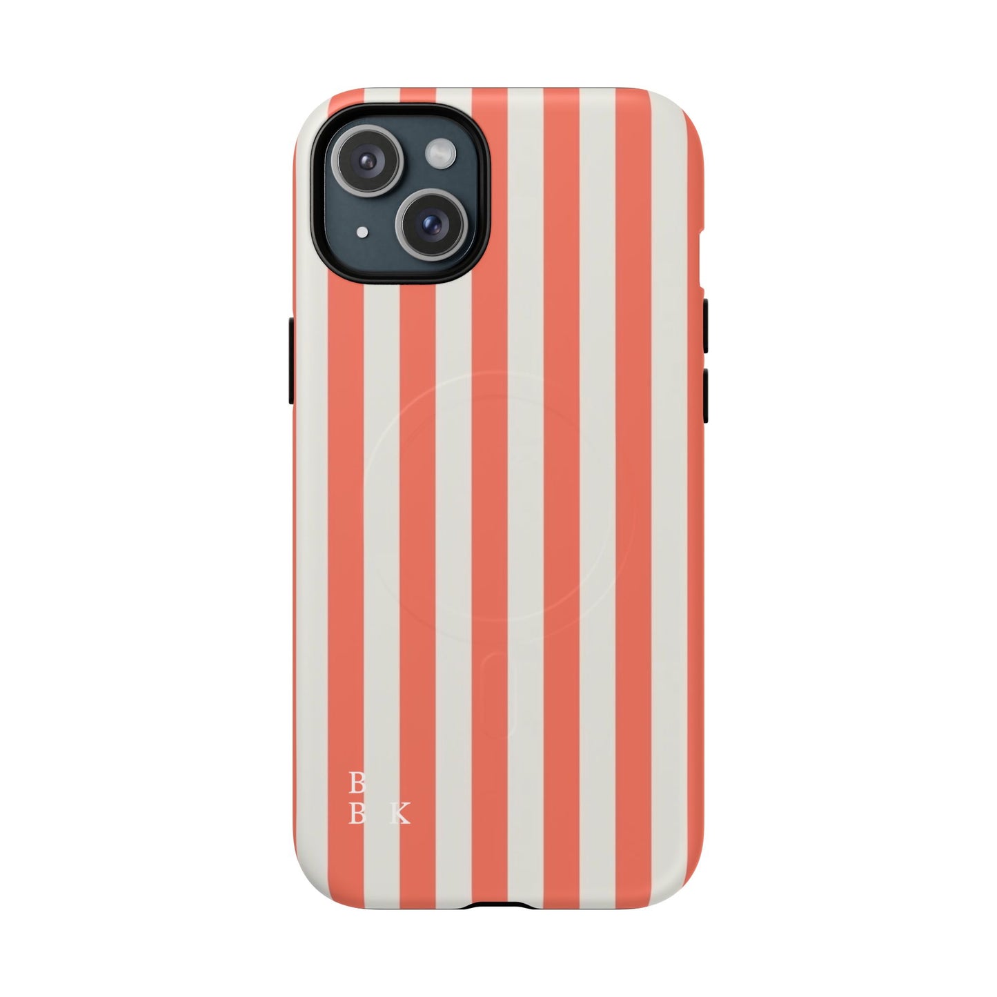Striped Coral Magnetic Phone Case — Slim Protective Case with Vertical Red-White Stripes