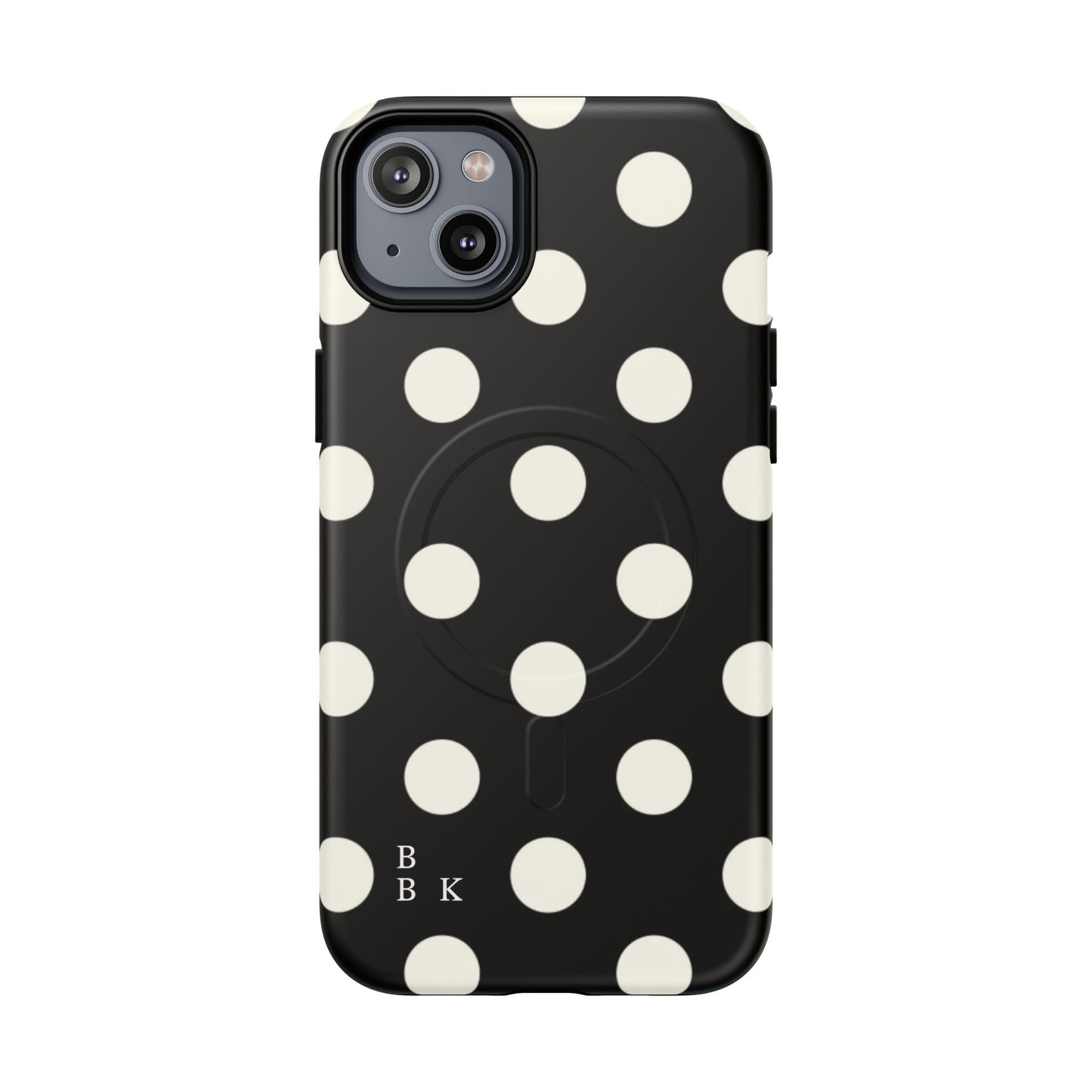 Polka Dot Tough Magnetic Phone Case — Black & White Protective MagSafe Case
