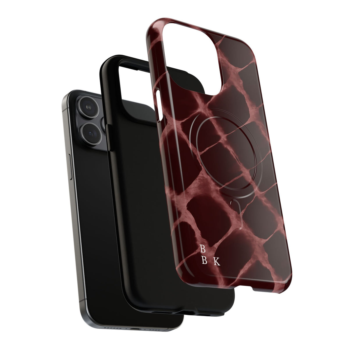 Magnetic Phone Case — Burgundy Marble Tough Protective Cover