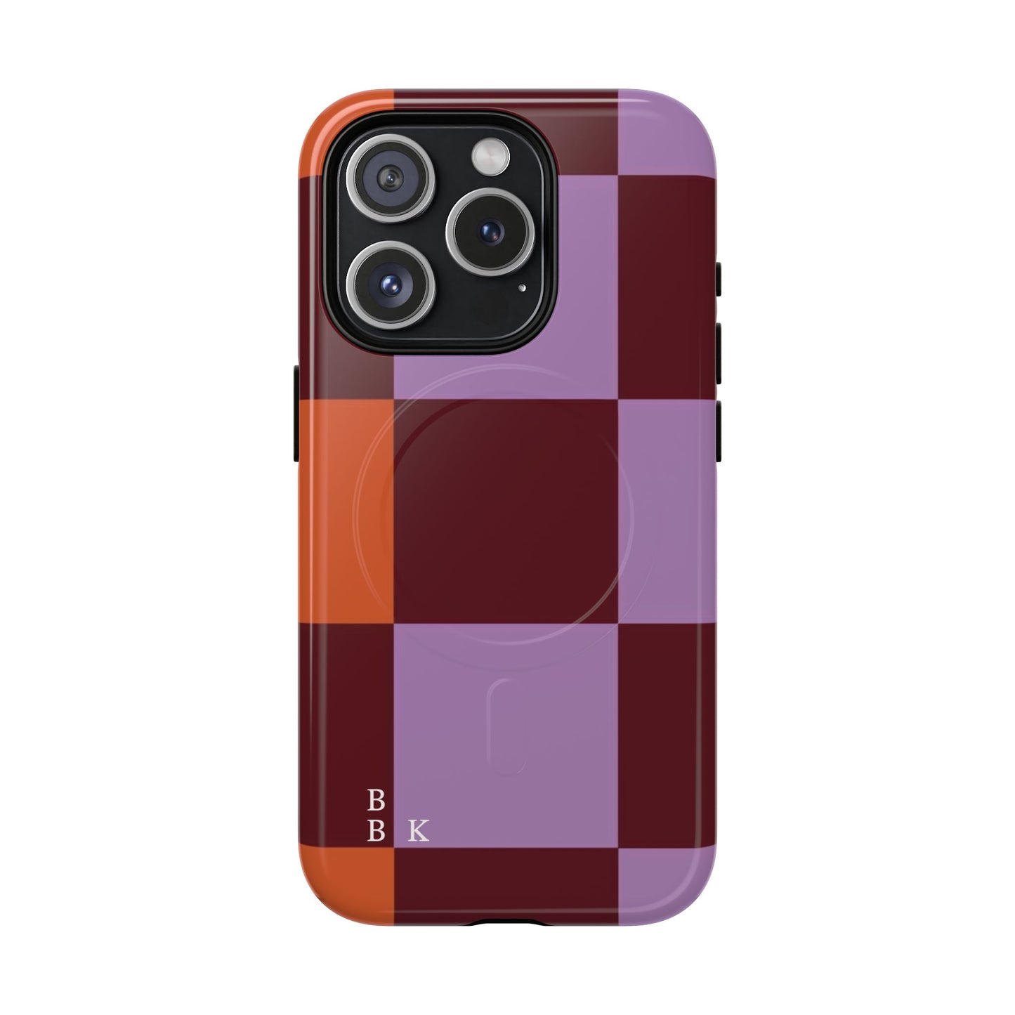 Retro Checker Magnetic Phone Case — Purple & Terracotta Geometric Protection