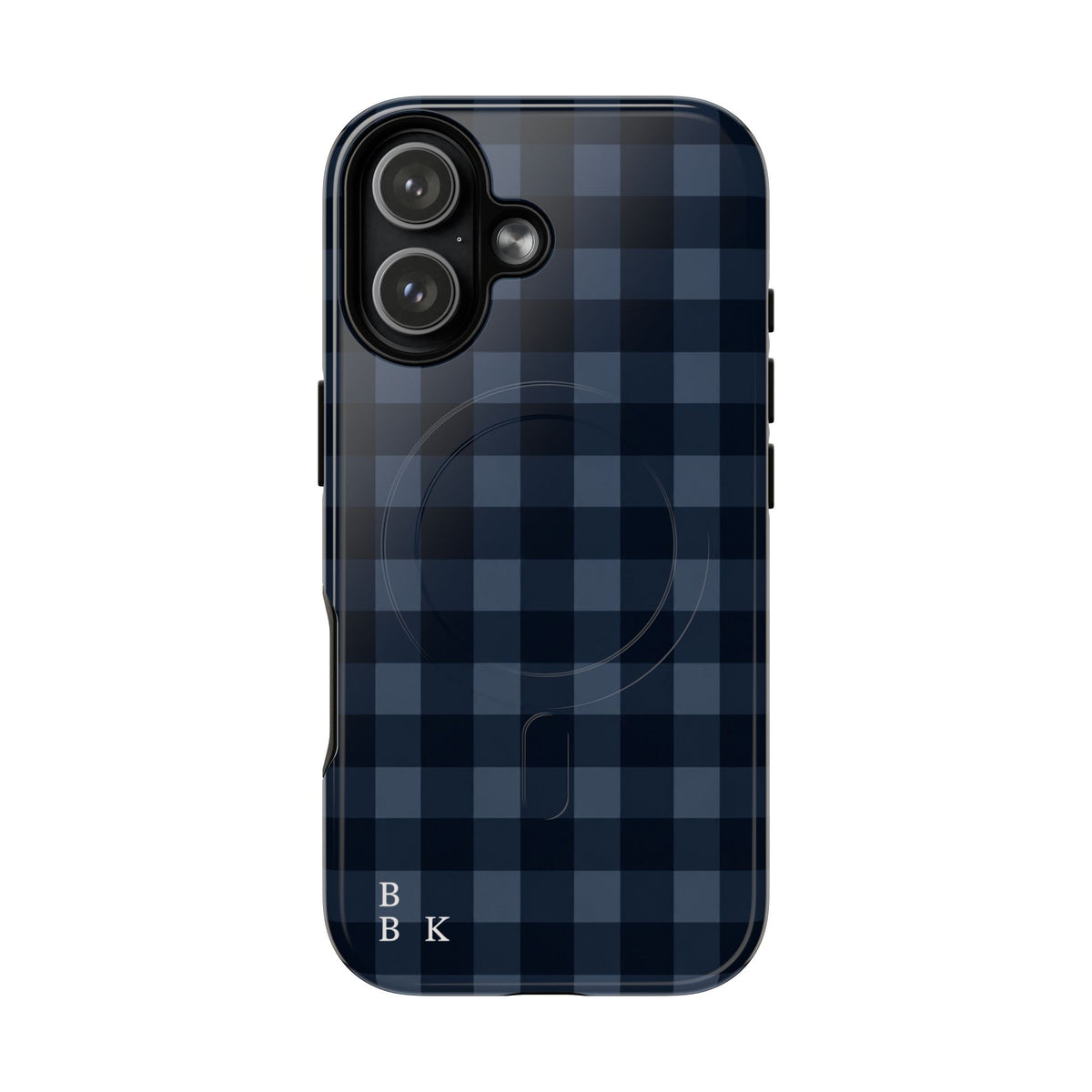 Plaid Magnetic Phone Case — Navy Buffalo Check Tough MagSafe-Compatible Case