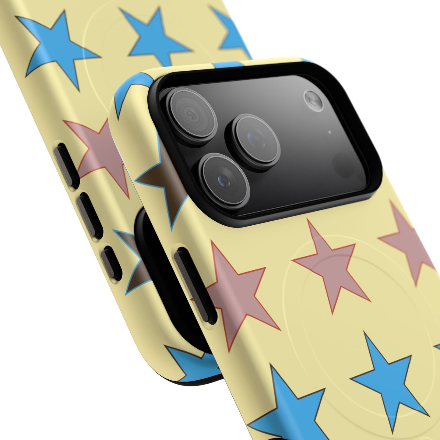 Star Pattern Tough Magnetic Phone Case — Colorful Retro Stars Protective Cover