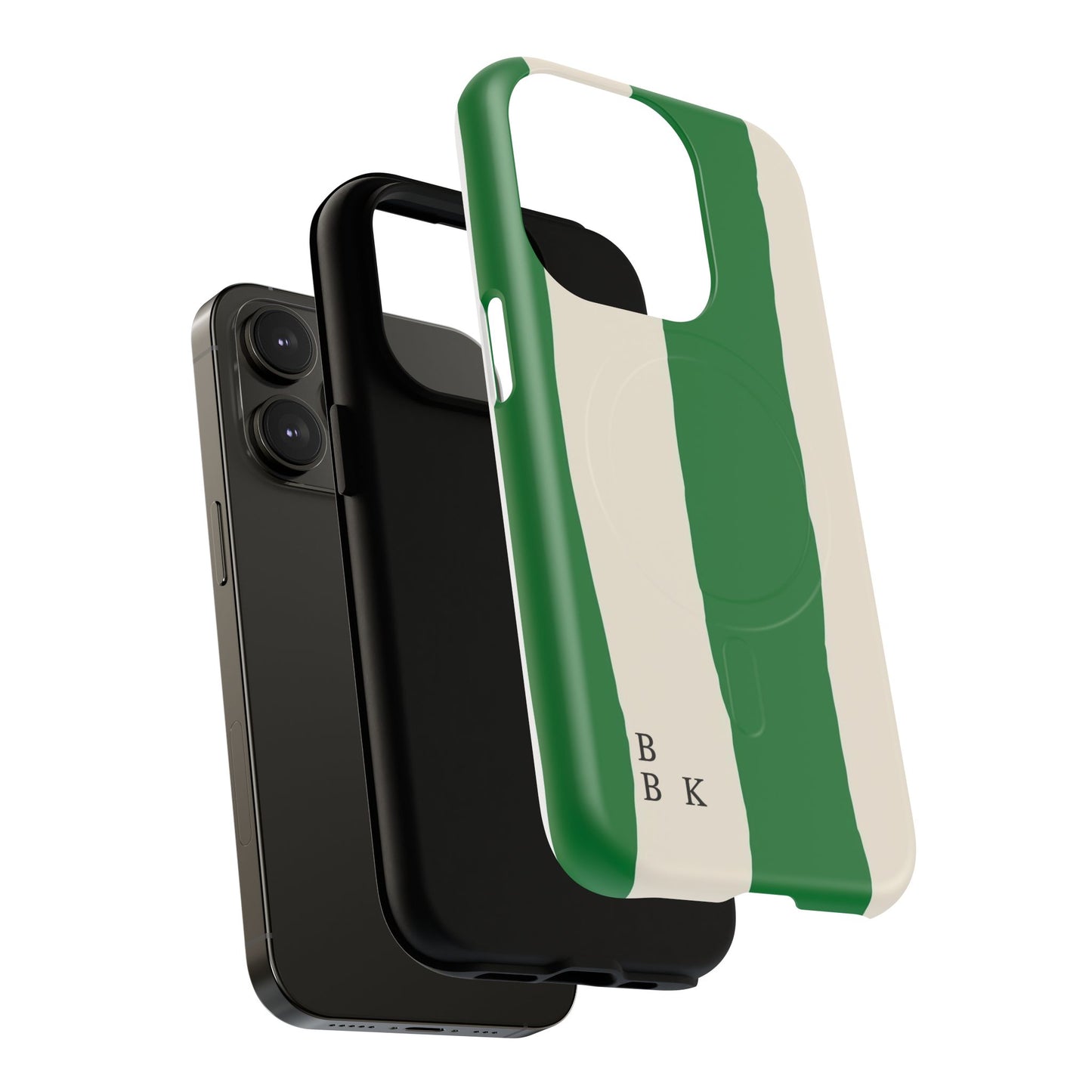 Green Stripe Tough Magnetic Phone Case — Custom Monogram BBK