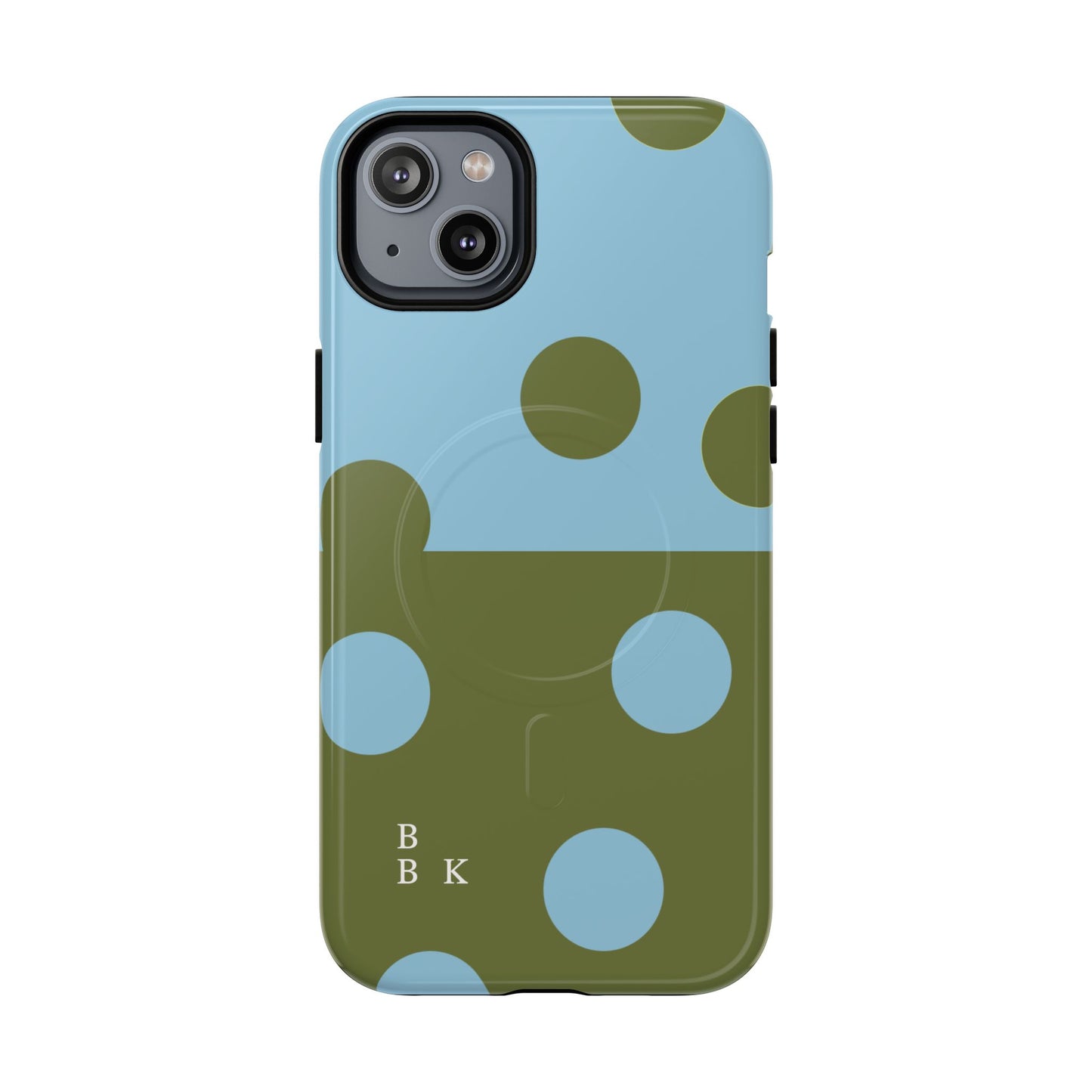 Polka Dot Magnetic Phone Case — Blue & Olive Protective Snap-On Cover