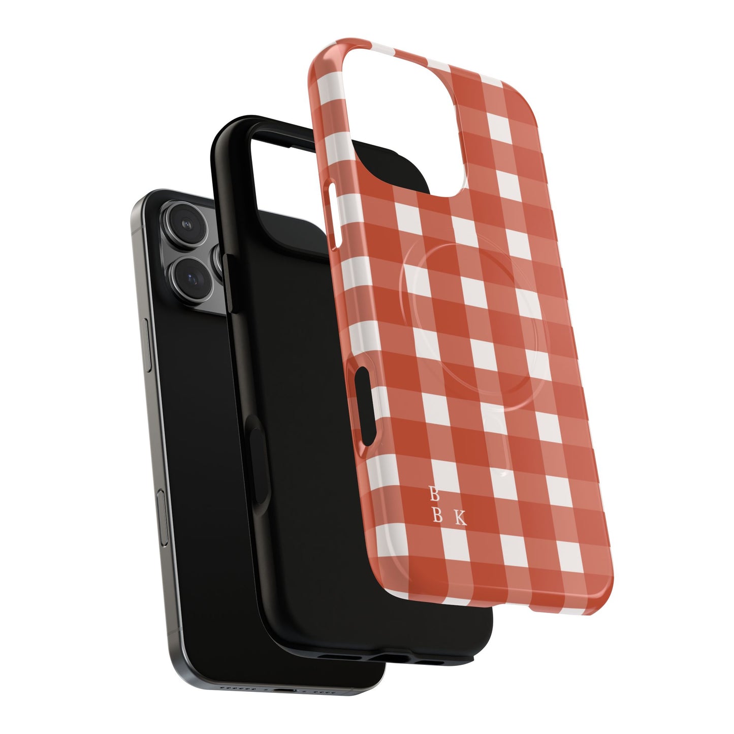 Burnt Orange Gingham Tough Magnetic Phone Case — Plaid Protective iPhone Cover