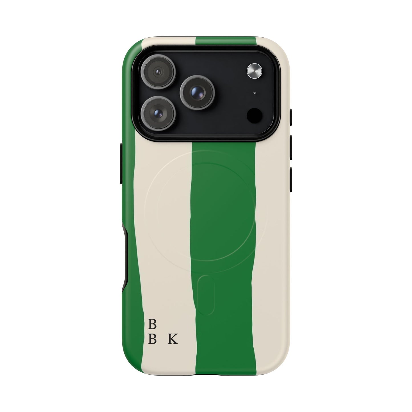 Green Stripe Tough Magnetic Phone Case — Custom Monogram BBK