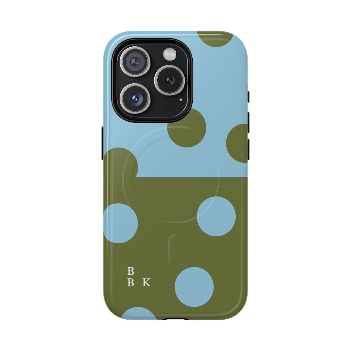 Polka Dot Magnetic Phone Case — Blue & Olive Protective Snap-On Cover