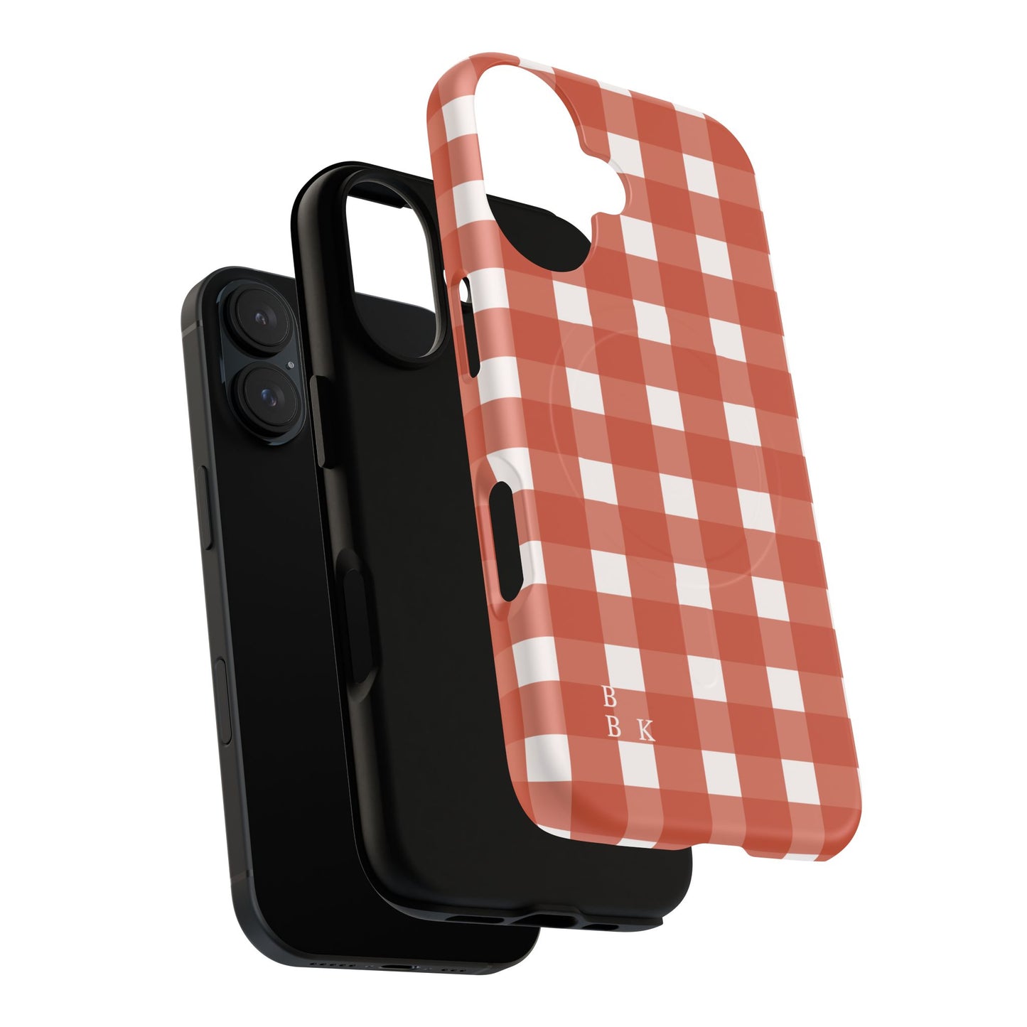Burnt Orange Gingham Tough Magnetic Phone Case — Plaid Protective iPhone Cover