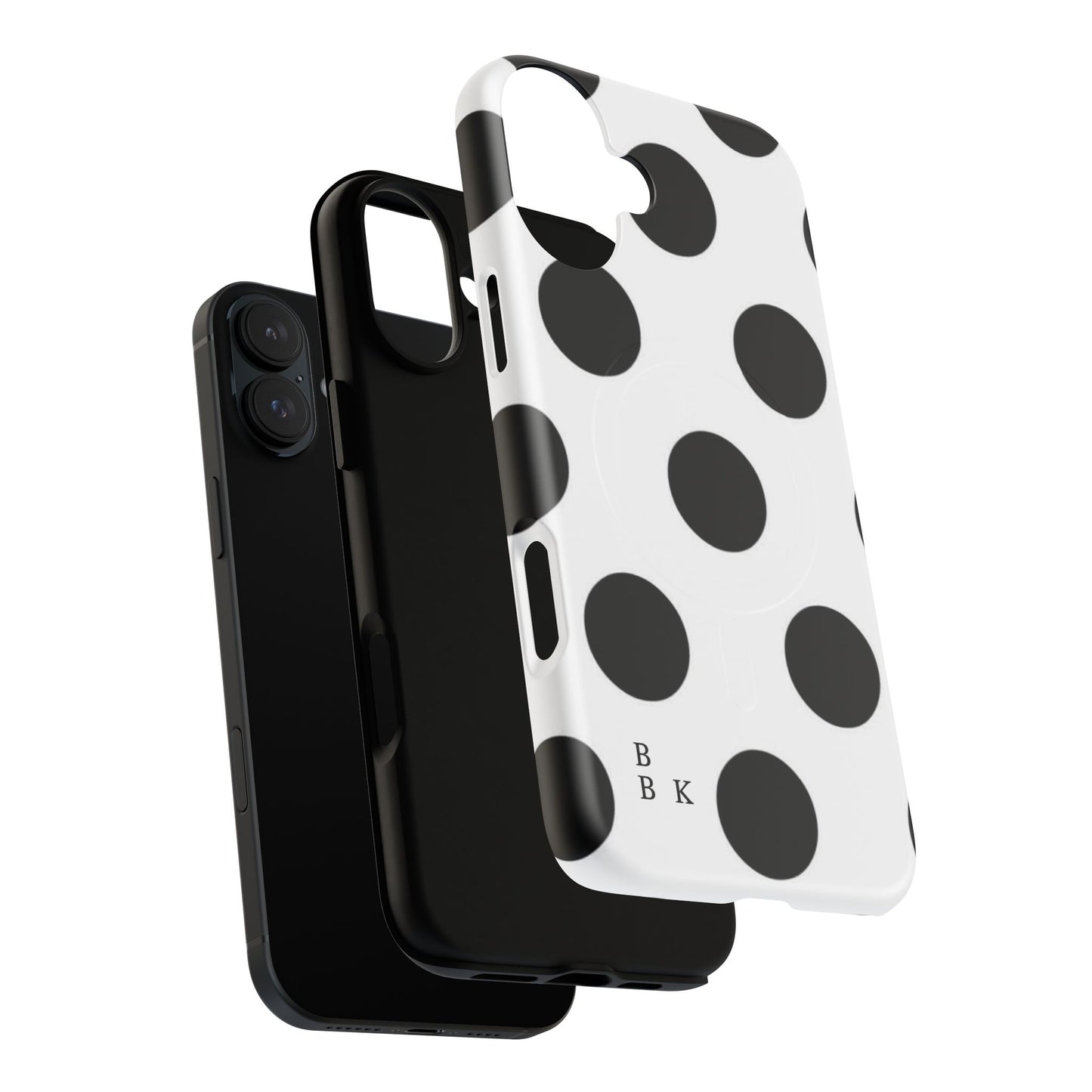 Polka Dot Magnetic Phone Case — Black & White Retro Dot Tough Case
