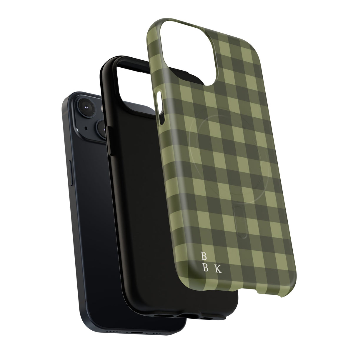 Green Buffalo Plaid Magnetic Phone Case — Tough Protective MagSafe-Compatible Case