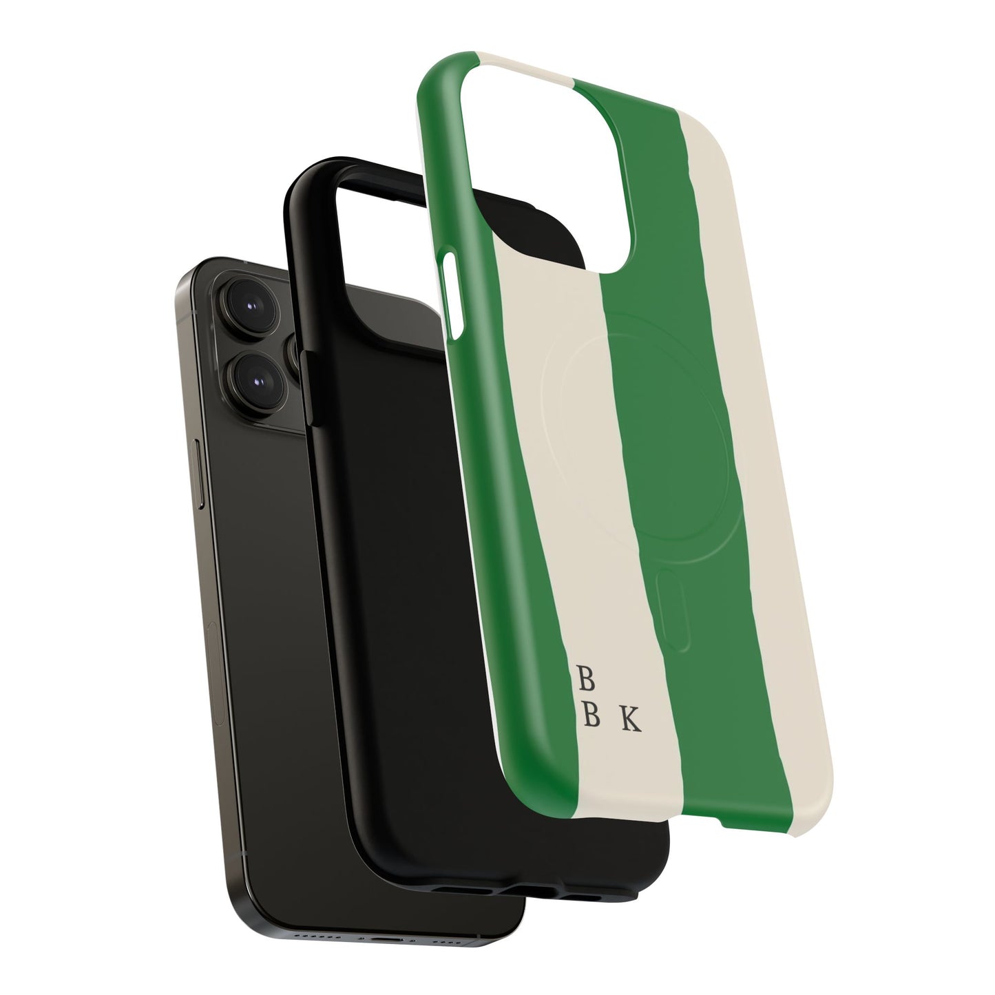 Green Stripe Tough Magnetic Phone Case — Custom Monogram BBK