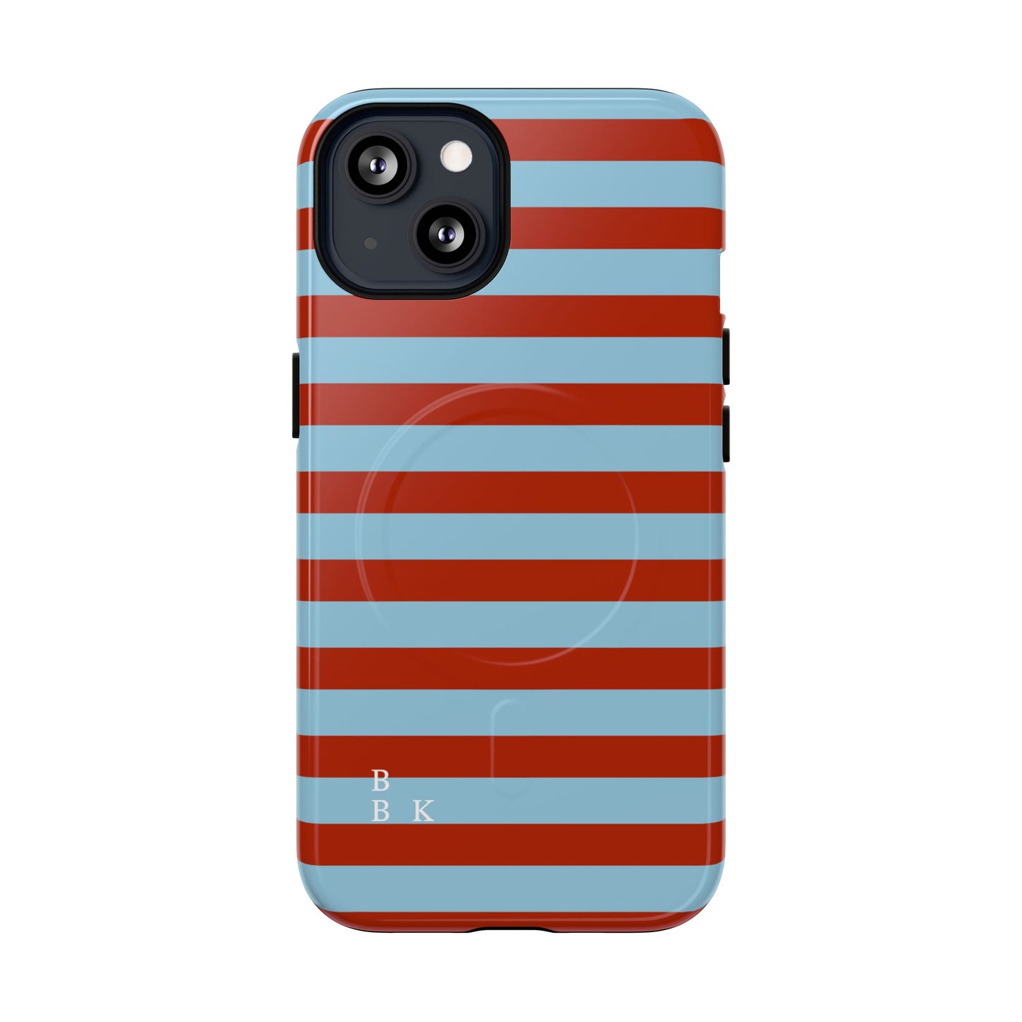Striped Tough Magnetic Phone Case — Retro Red & Sky Blue