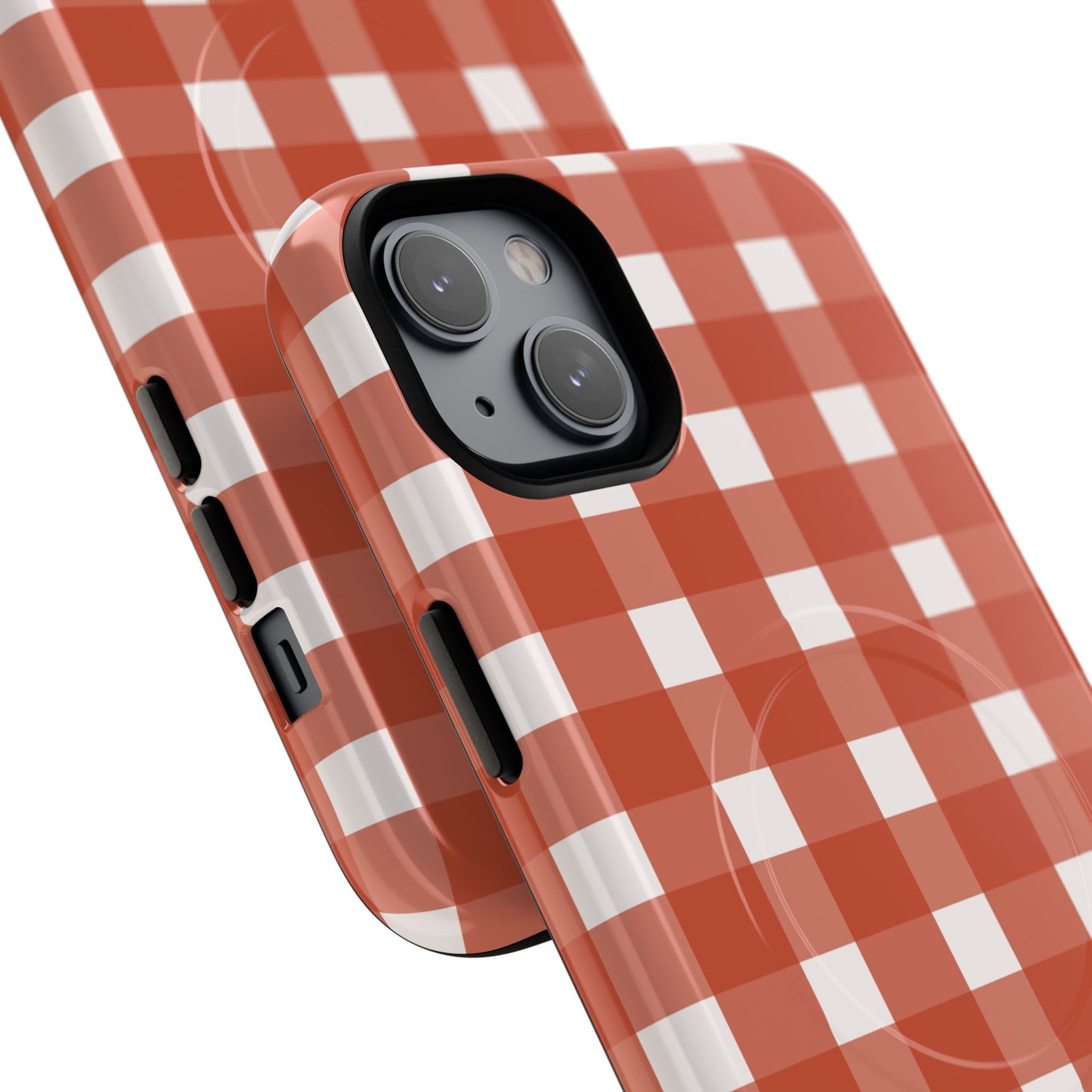 Burnt Orange Gingham Tough Magnetic Phone Case — Plaid Protective iPhone Cover