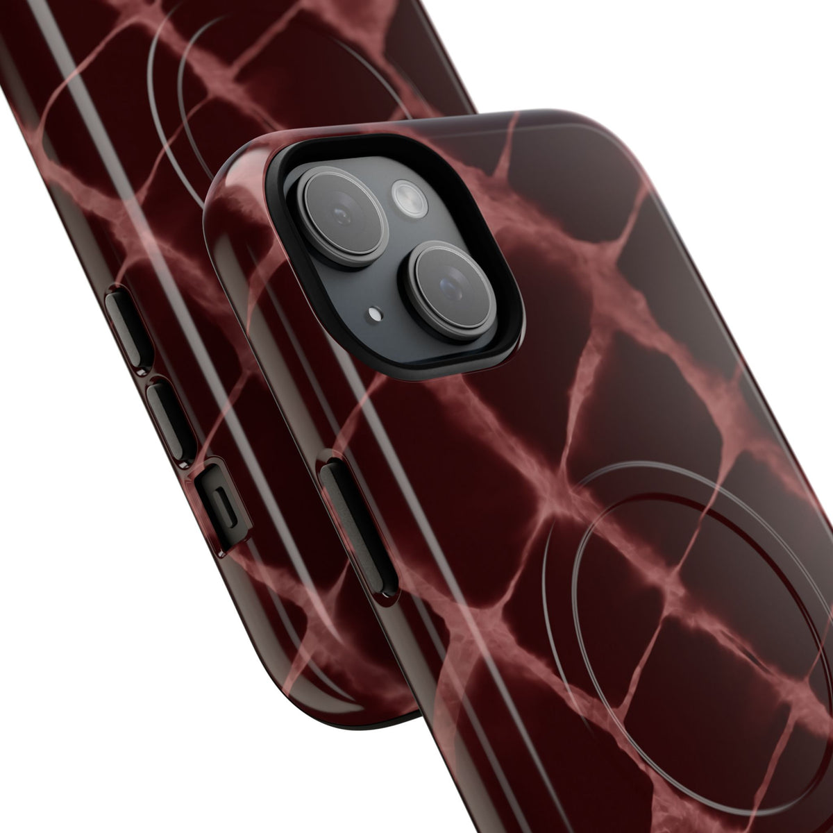 Magnetic Phone Case — Burgundy Marble Tough Protective Cover