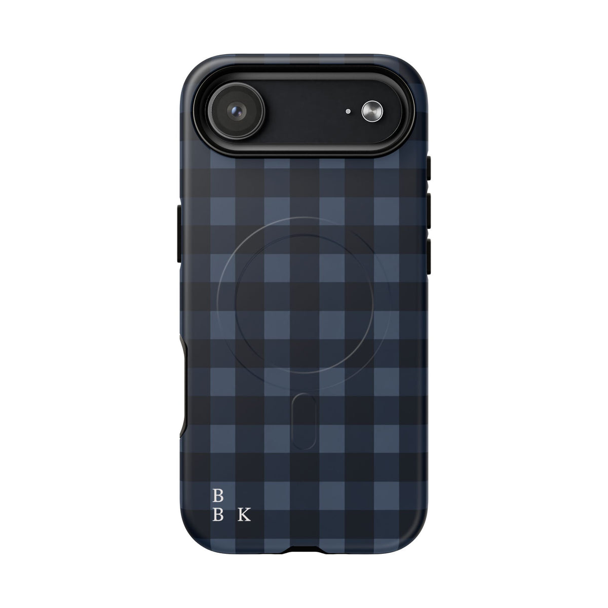 Plaid Magnetic Phone Case — Navy Buffalo Check Tough MagSafe-Compatible Case
