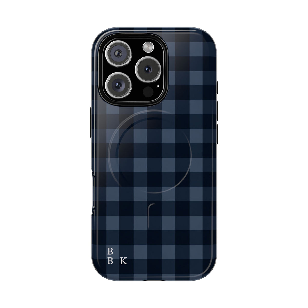 Plaid Magnetic Phone Case — Navy Buffalo Check Tough MagSafe-Compatible Case
