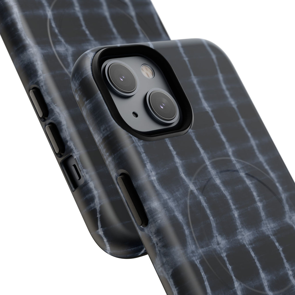 Magnetic Phone Case — Black Tie-Dye Tough Protective Cover with MagSafe