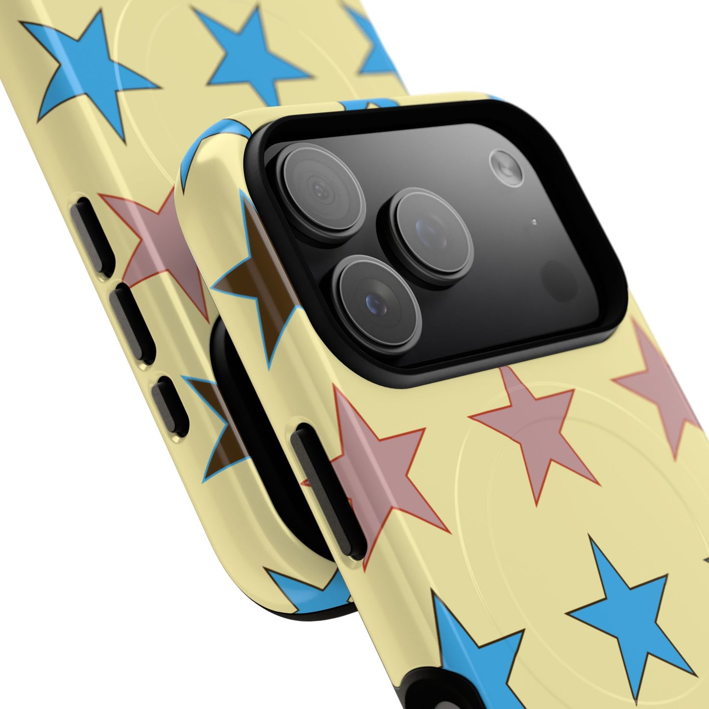 Star Pattern Tough Magnetic Phone Case — Colorful Retro Stars Protective Cover