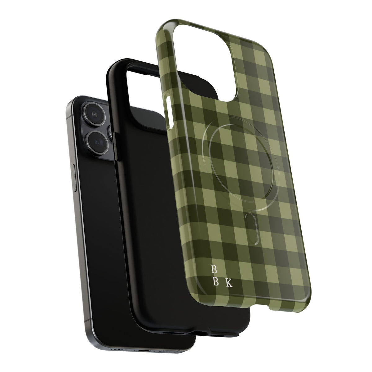 Green Buffalo Plaid Magnetic Phone Case — Tough Protective MagSafe-Compatible Case