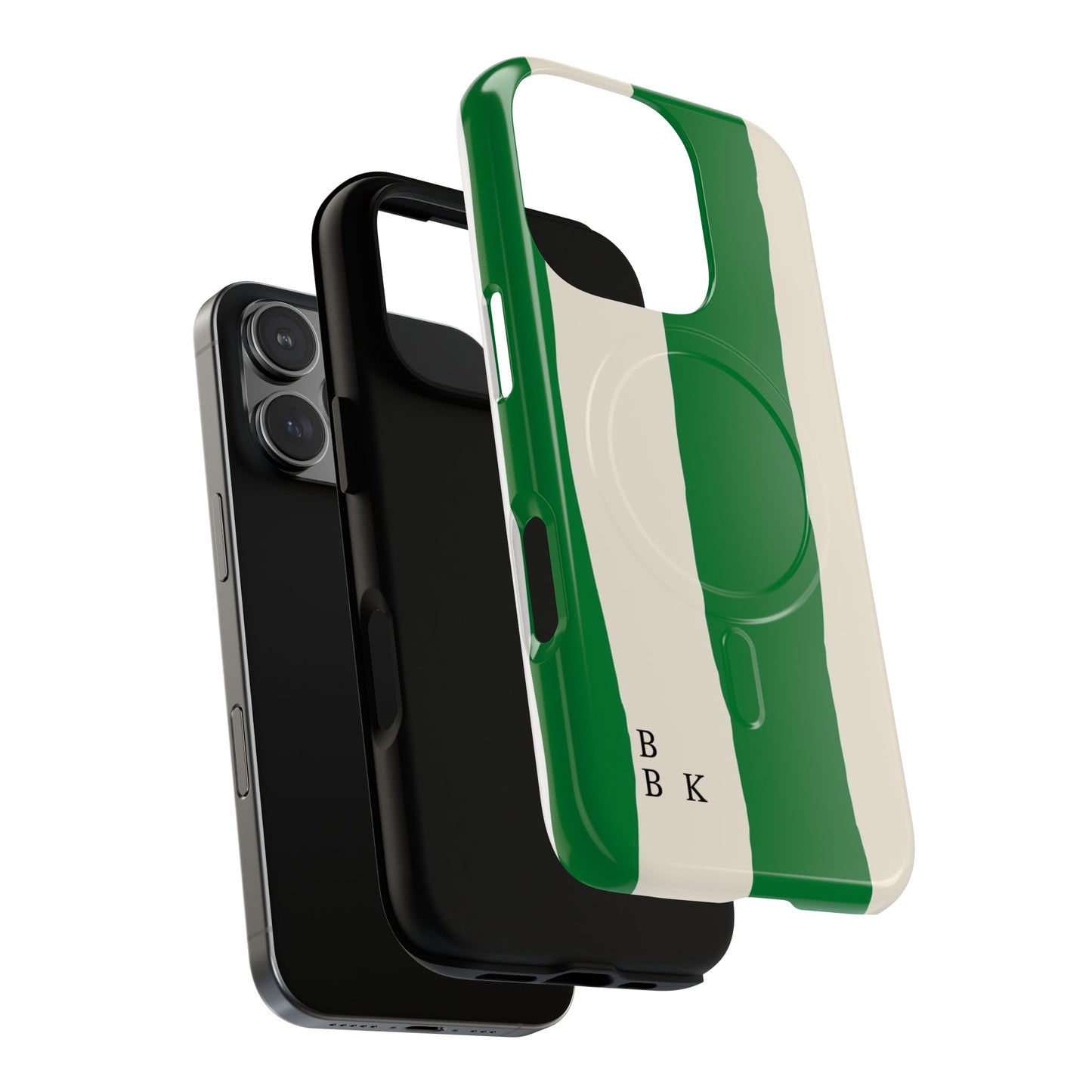 Green Stripe Tough Magnetic Phone Case — Custom Monogram BBK
