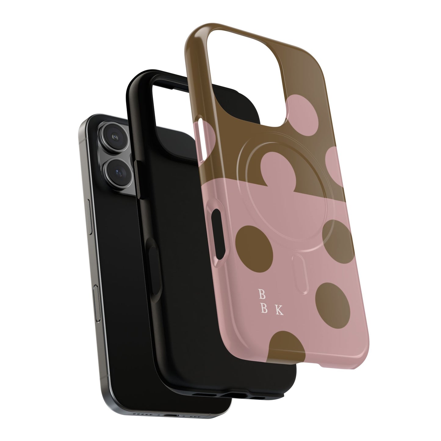 Pink + Yellow Polka Dot Magnetic Tough Case — Protective Magnetic Phone Case with 'BBK' Accent