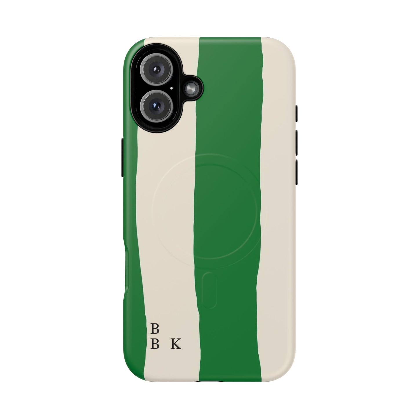 Green Stripe Tough Magnetic Phone Case — Custom Monogram BBK