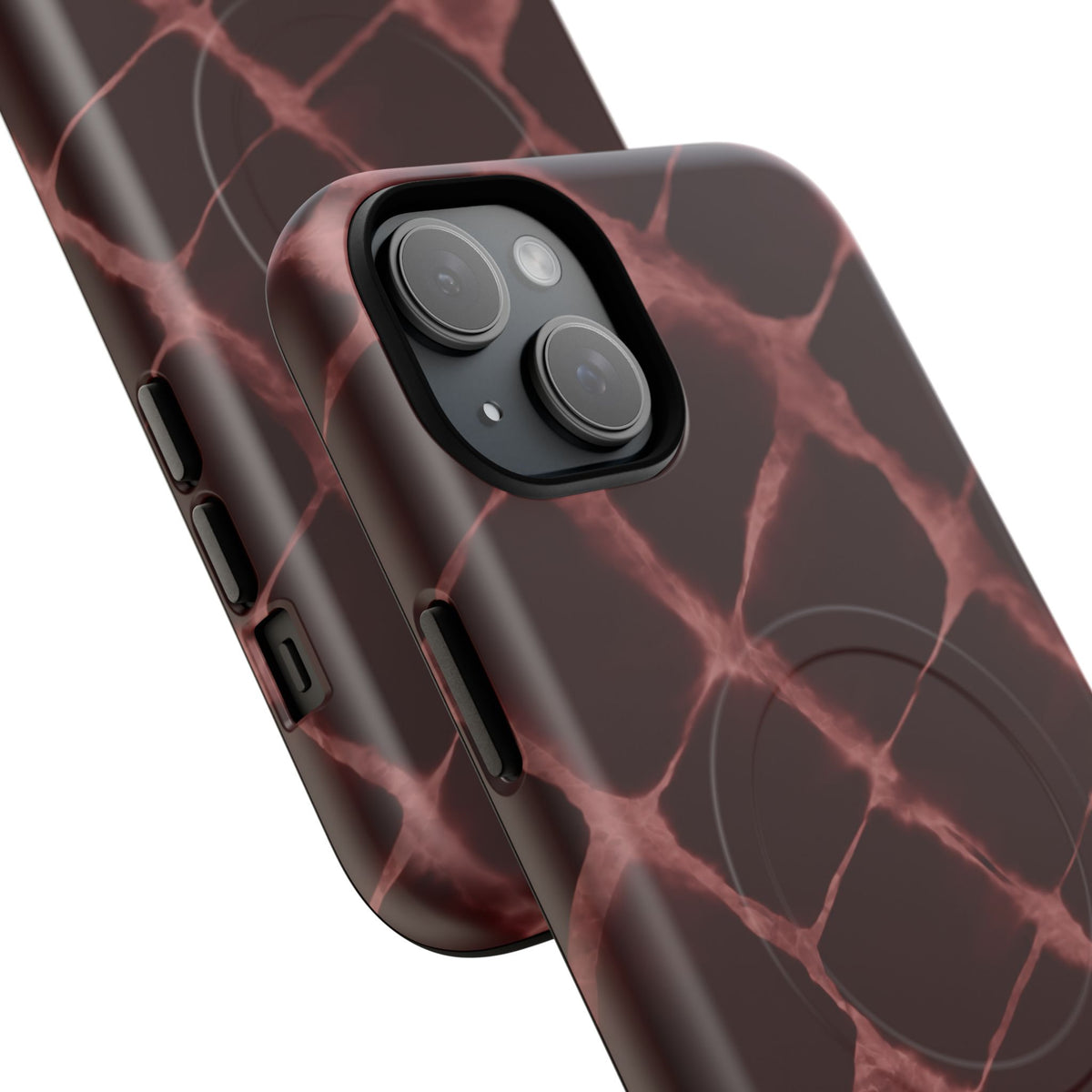 Magnetic Phone Case — Burgundy Marble Tough Protective Cover